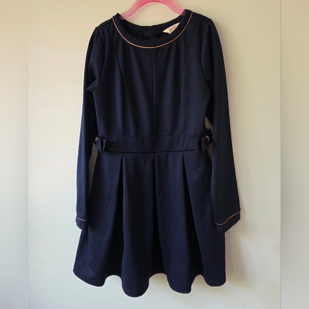 Ted Baker London Dark Blue Kids Dress with Pink Trim